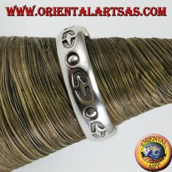 Ring in silver band inlaid by hand