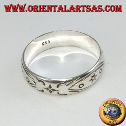 Silver band ring with star inlaid by hand