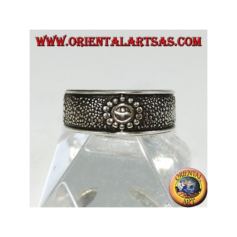 Bague en argent des pieds ou de la phalange avec des sourires ciselés