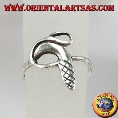 Anello in argento brunito da piedi o falange a serpente