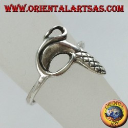 Silver ring with feet or phalanx, snake-like