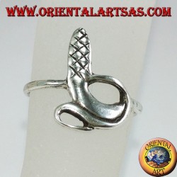 Bague en argent avec des pieds ou une phalange, ressemblant à un serpent