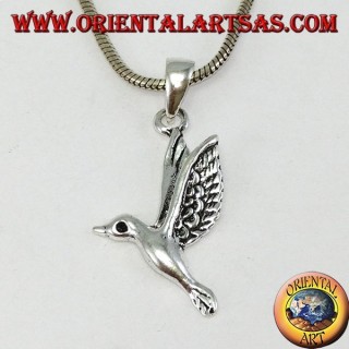 Silver pendant the hummingbird