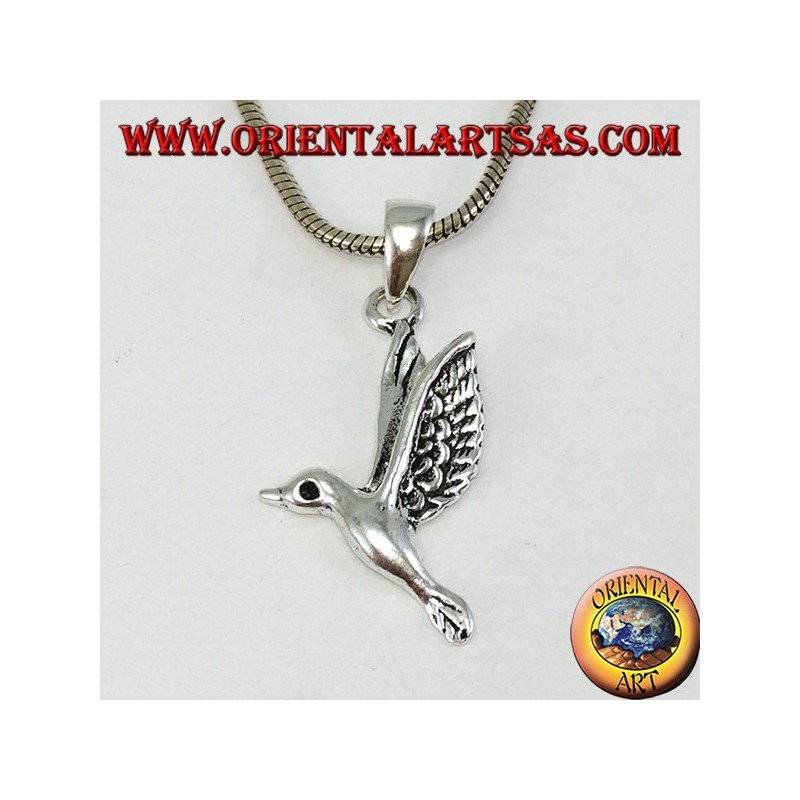 Silver pendant the hummingbird