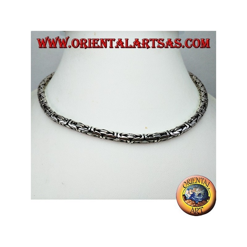 Collier en argent, serpent indonésien BOROBUDUR 40 cm Byzantine mesh