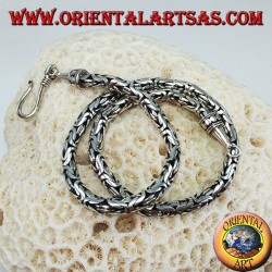 Silver necklace, Indonesian snake BOROBUDUR 40 cm Byzantine mesh