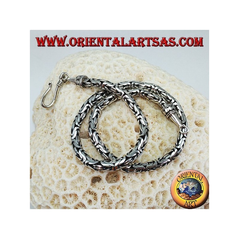 Collana in argento snake Indonesiano BOROBUDUR  cm 40 maglia bizantina