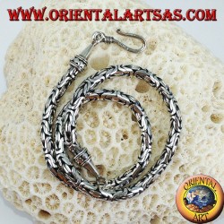 Silberne Halskette, indonesische Schlange BOROBUDUR 40 cm Byzantinisches Netz