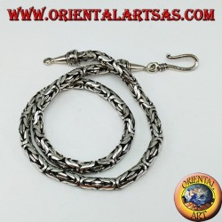 Collar de plata, serpiente de Indonesia BOROBUDUR 40 cm malla bizantina