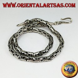 Collier en argent, serpent indonésien BOROBUDUR 40 cm Byzantine mesh