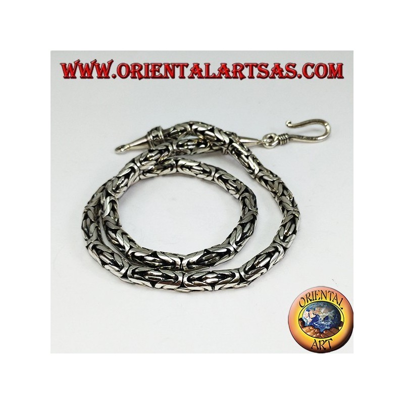 Collana in argento snake Indonesiano BOROBUDUR  cm 40 maglia bizantina