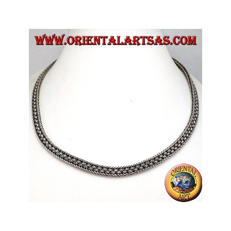 Collana in argento girocollo , snake intrecciata piatta da cm 50