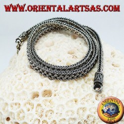 Silver choker necklace, 50 cm flat braided snake