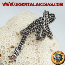 Silver choker necklace, 50 cm flat braided snake