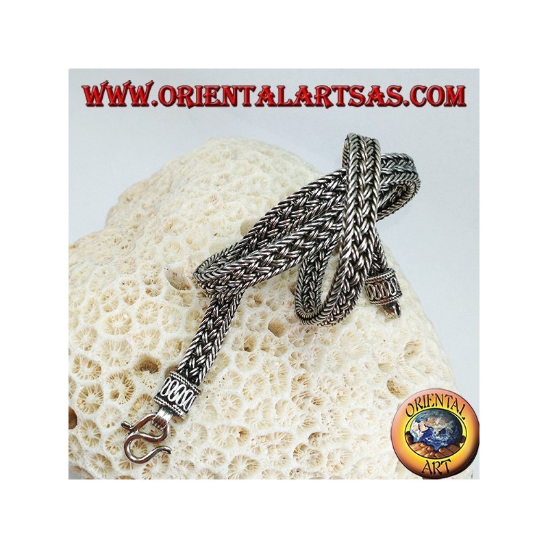 Collana in argento girocollo , snake intrecciata piatta da cm 50