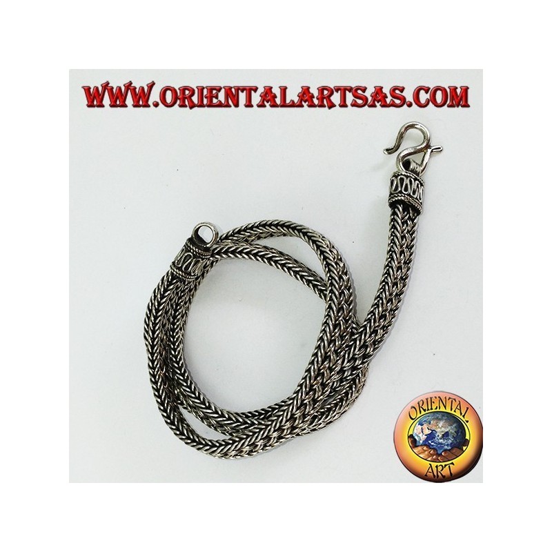 Collana in argento girocollo , snake intrecciata piatta da cm 50