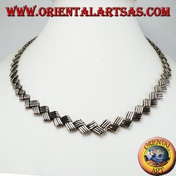 Collier ras du cou plat ethnique en argent