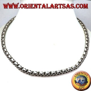 Collier en tresse et anneaux en argent 925 ‰