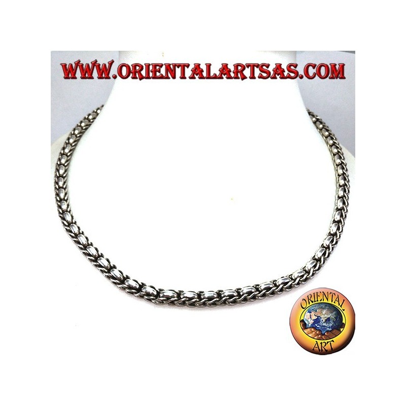 Halskette in 925 ‰ Silber Chokergeflecht und Ringe