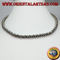Necklace in 925 ‰ silver choker braid and rings