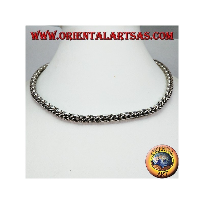 Collar en plata 925 ch trenza y anillos de plata