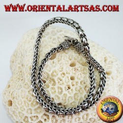 Collier en tresse et anneaux en argent 925 ‰