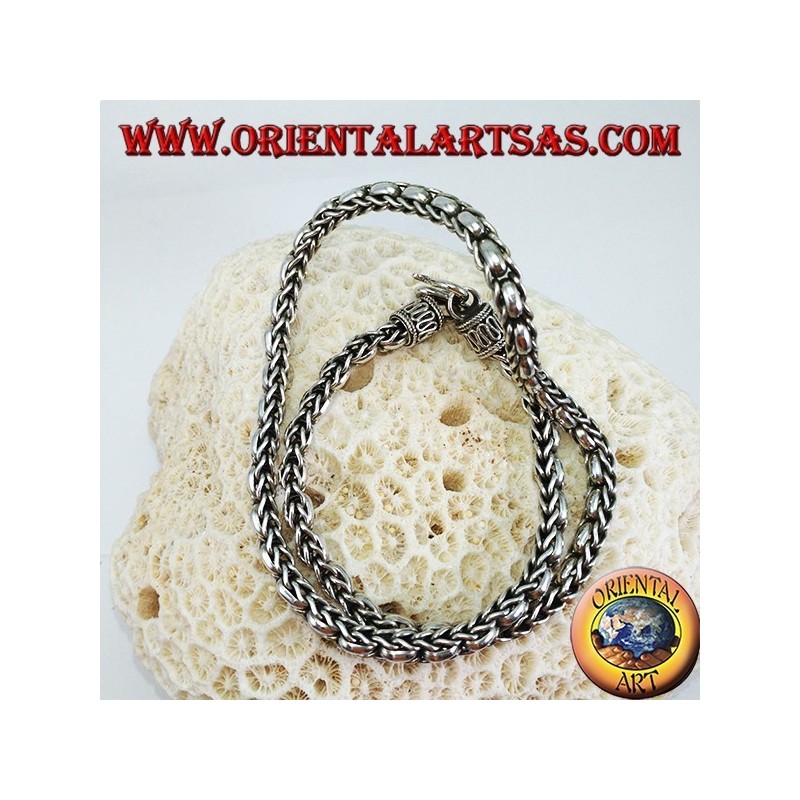 Collar en plata 925 ch trenza y anillos de plata