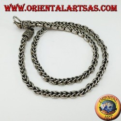 Collier en tresse et anneaux en argent 925 ‰