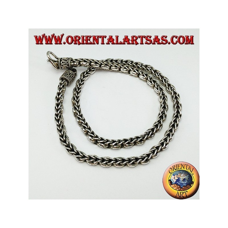 Collar en plata 925 ch trenza y anillos de plata
