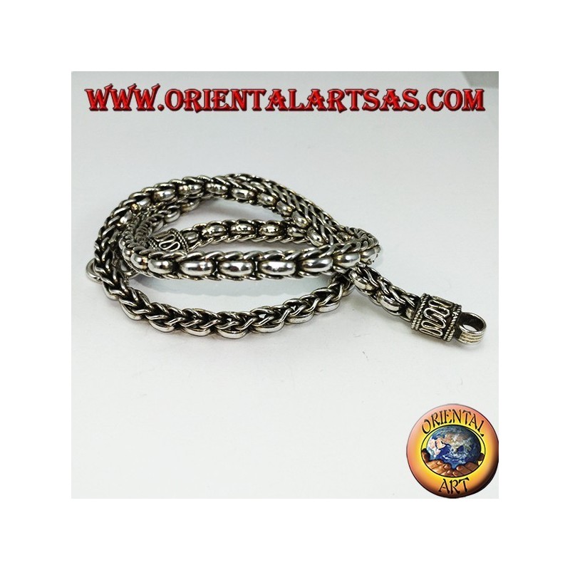 Collana in argento 925‰ girocollo  treccia ed anelli