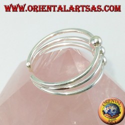 Silberring mit Füßen oder dreisträngige Phalanx mit drei ausgerichteten Kugeln