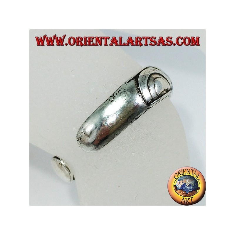 Anello in argento da piedi o falange intarsiata a semicerchi contrapposti