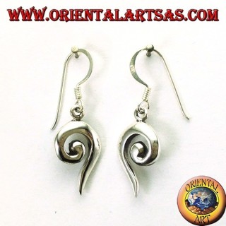 Silver earrings with open spiral