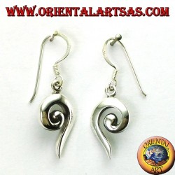 Silver earrings with open spiral