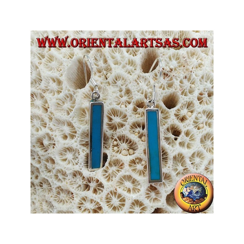 Boucles d'oreilles en argent avec barre avec pâte turquoise