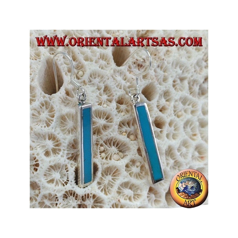 Silver earrings with bar with turquoise paste