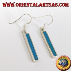 Boucles d'oreilles en argent avec barre avec pâte turquoise