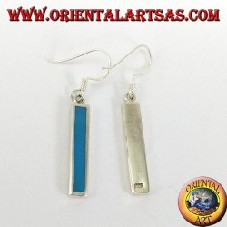 Pendientes de plata con barra con pasta turquesa