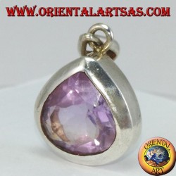 Colgante de plata con amatista lágrima natural (grande)