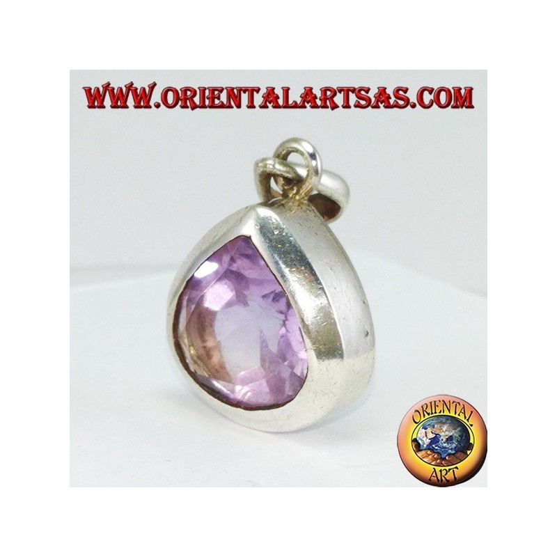 Silberanhänger mit natürlichem Teardrop Amethyst (groß)