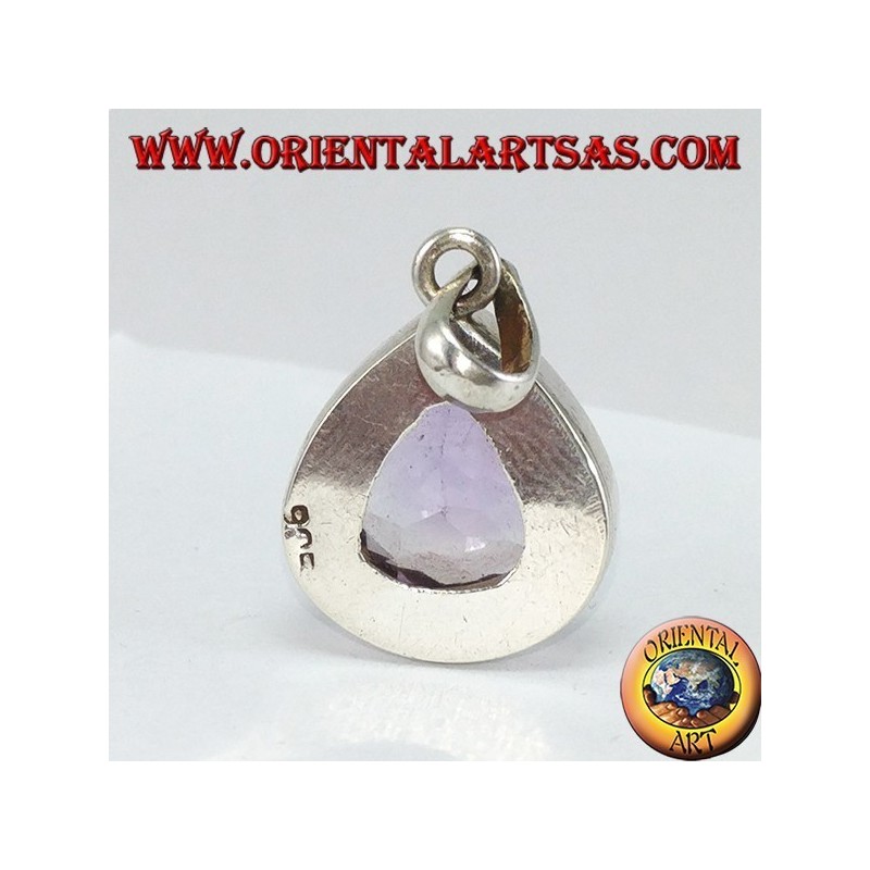 Pendentif en argent avec larme améthyste naturelle (grand)