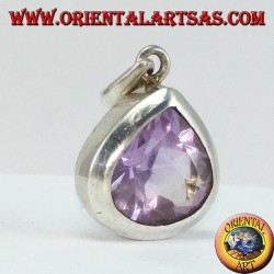 Colgante de plata con amatista lágrima natural (grande)