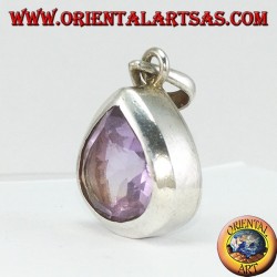 Pendentif en argent avec larme améthyste naturelle (grand)