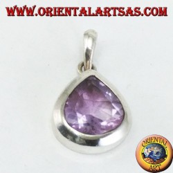 Silver pendant with natural teardrop amethyst (large)