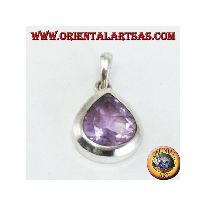 Pendentif en argent avec larme améthyste naturelle (grand)