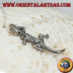 Pendant in silver, Gecko mobile gecko with head up