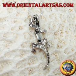 Pendentif en argent, gecko mobile Gecko avec tête haute