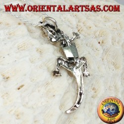Pendentif en argent, gecko mobile Gecko avec tête haute