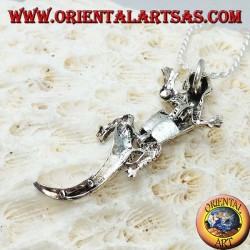 Pendant in silver, Gecko mobile gecko with head up