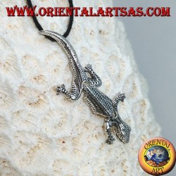 Anhänger in Silber, Mobile Gecko mit Kopf nach unten